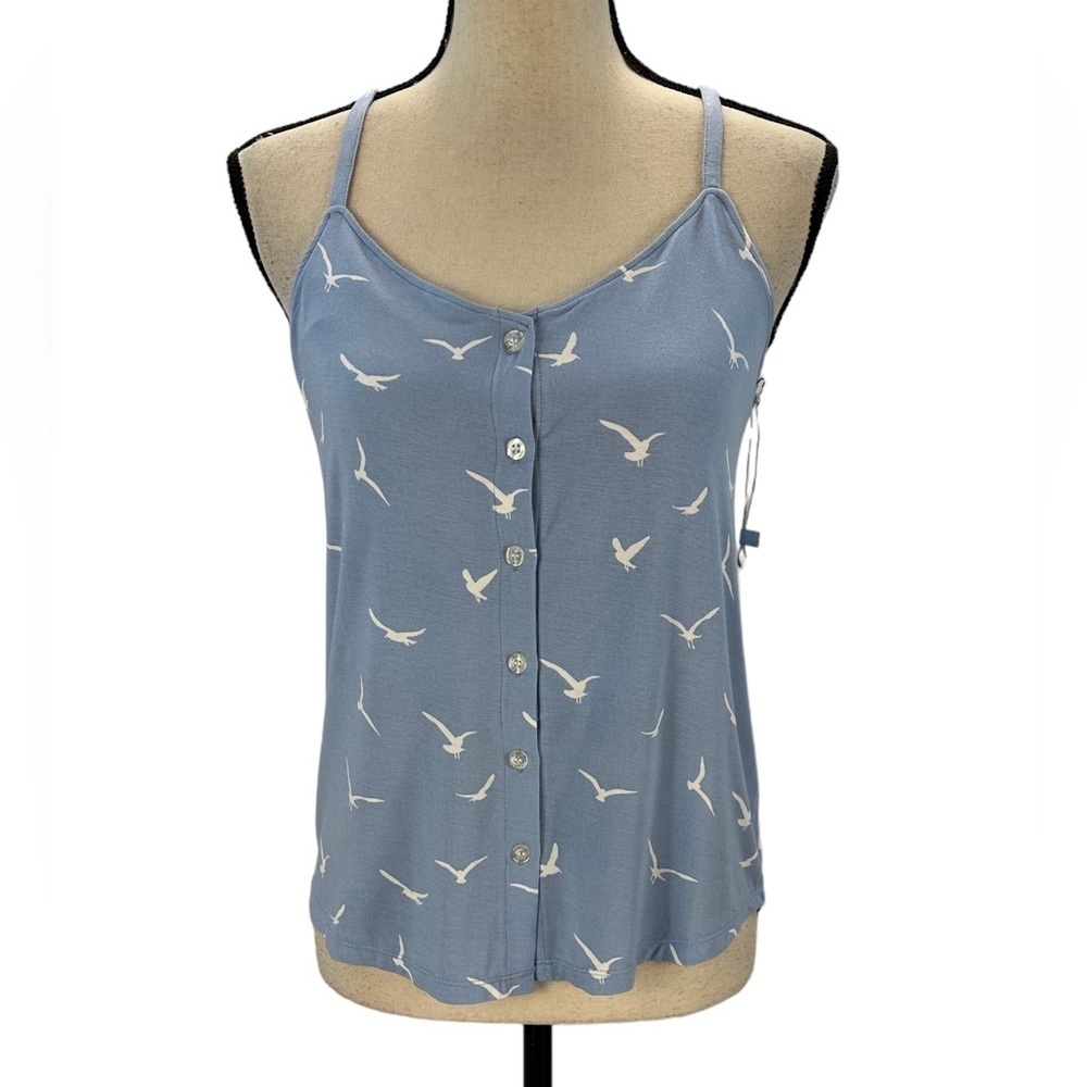 PJ Salvage Seagull Print Racer Back Lounge Sleep Cami Top - Light Blue Mist